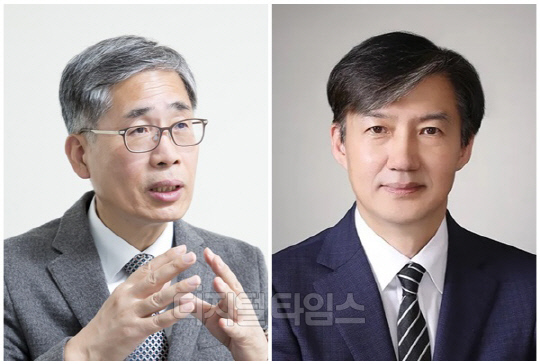 신평 변호사(왼쪽)와 조국 전 법무부 장관. <디지털타임스 DB>